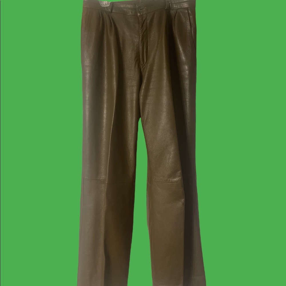 Vintage Mr Guy Pleated Leather Pants 31x30 Medium Brown